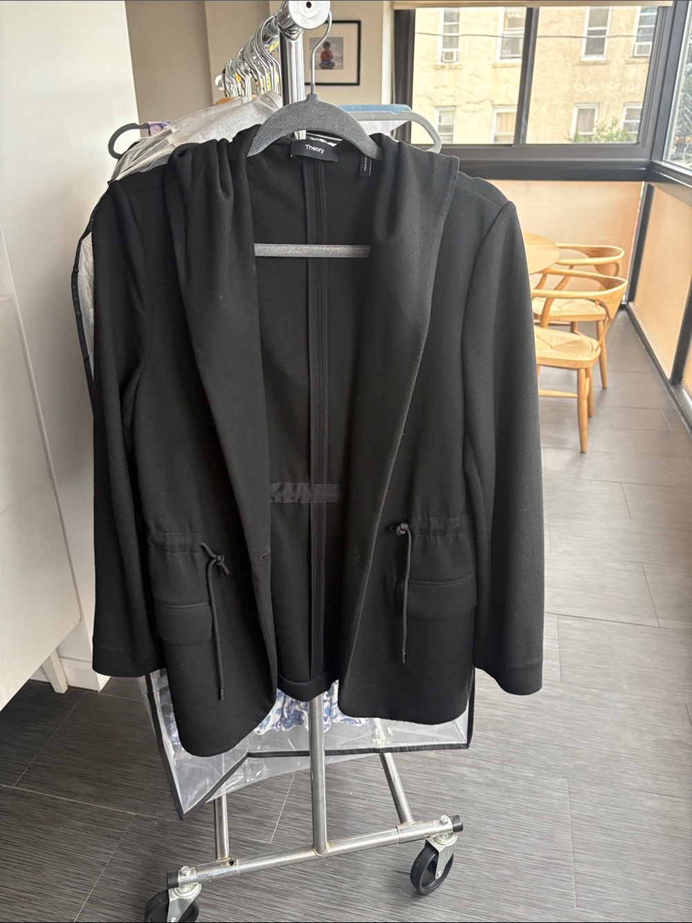 Theory Black Hooded Blazer Jacket